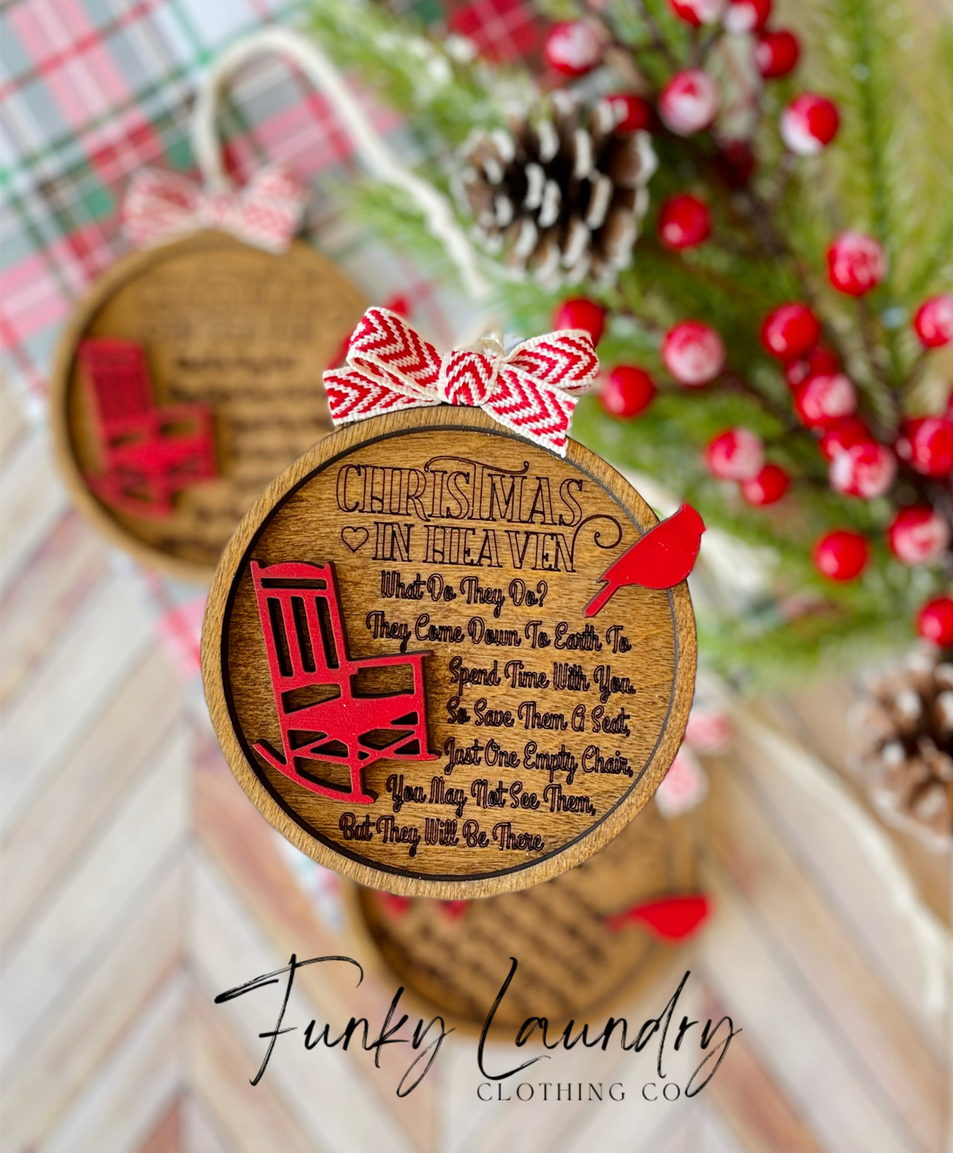 Memorial Christmas in Heaven Wooden Ornament